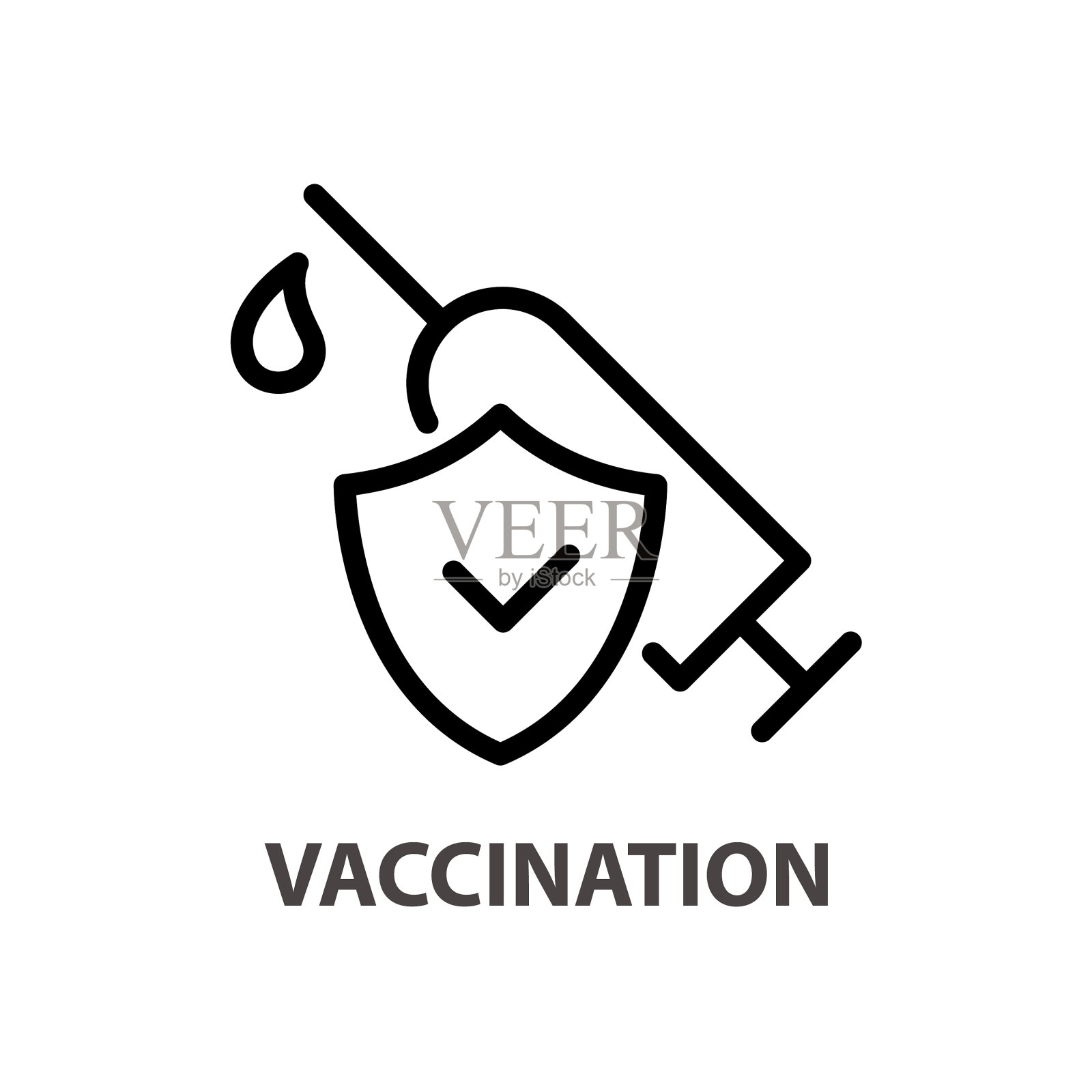 注射疫苗直线图标注射器滴插画图片素材