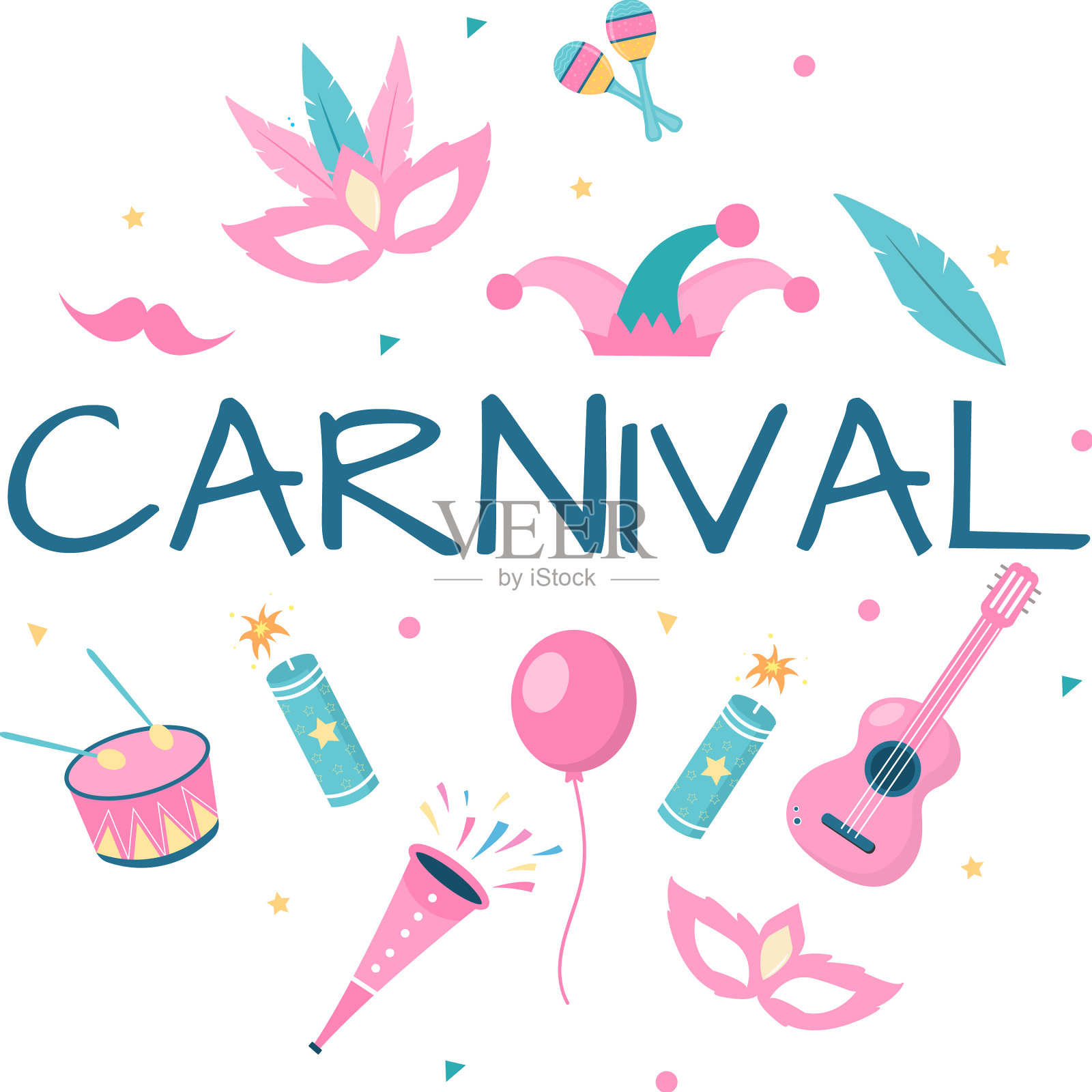 欢乐的狂欢节庆祝背景人插画图片素材