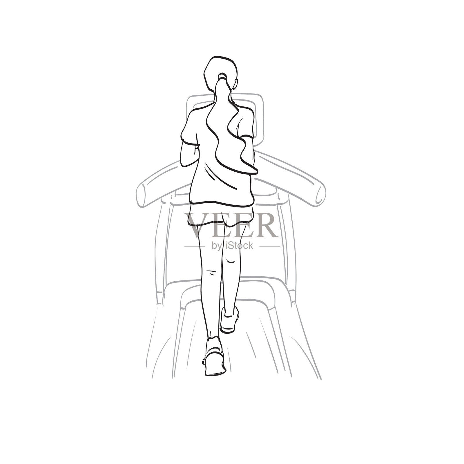 全长女性跑步的背影设计元素图片