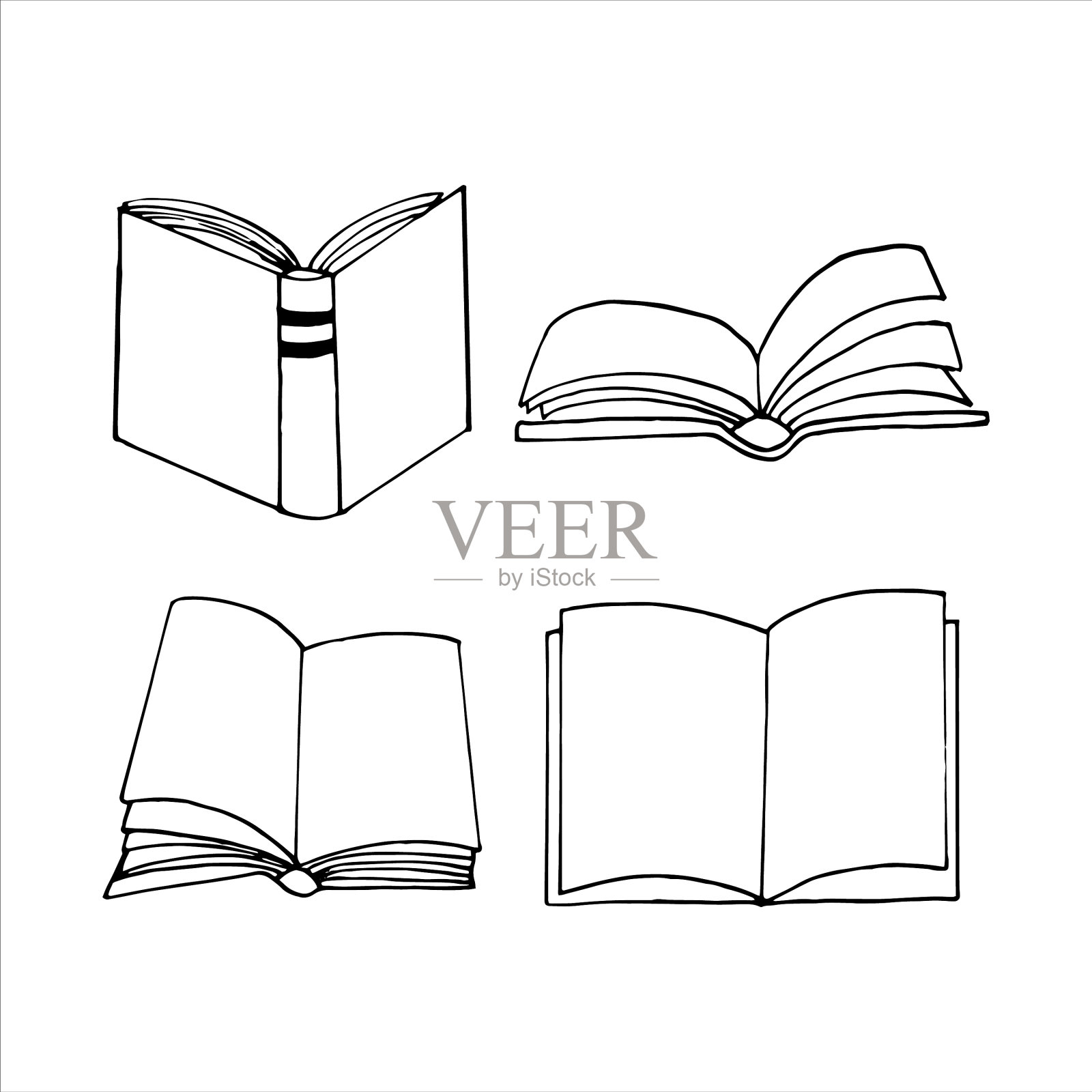 书籍设置图标素描手绘涂鸦风格图标素材