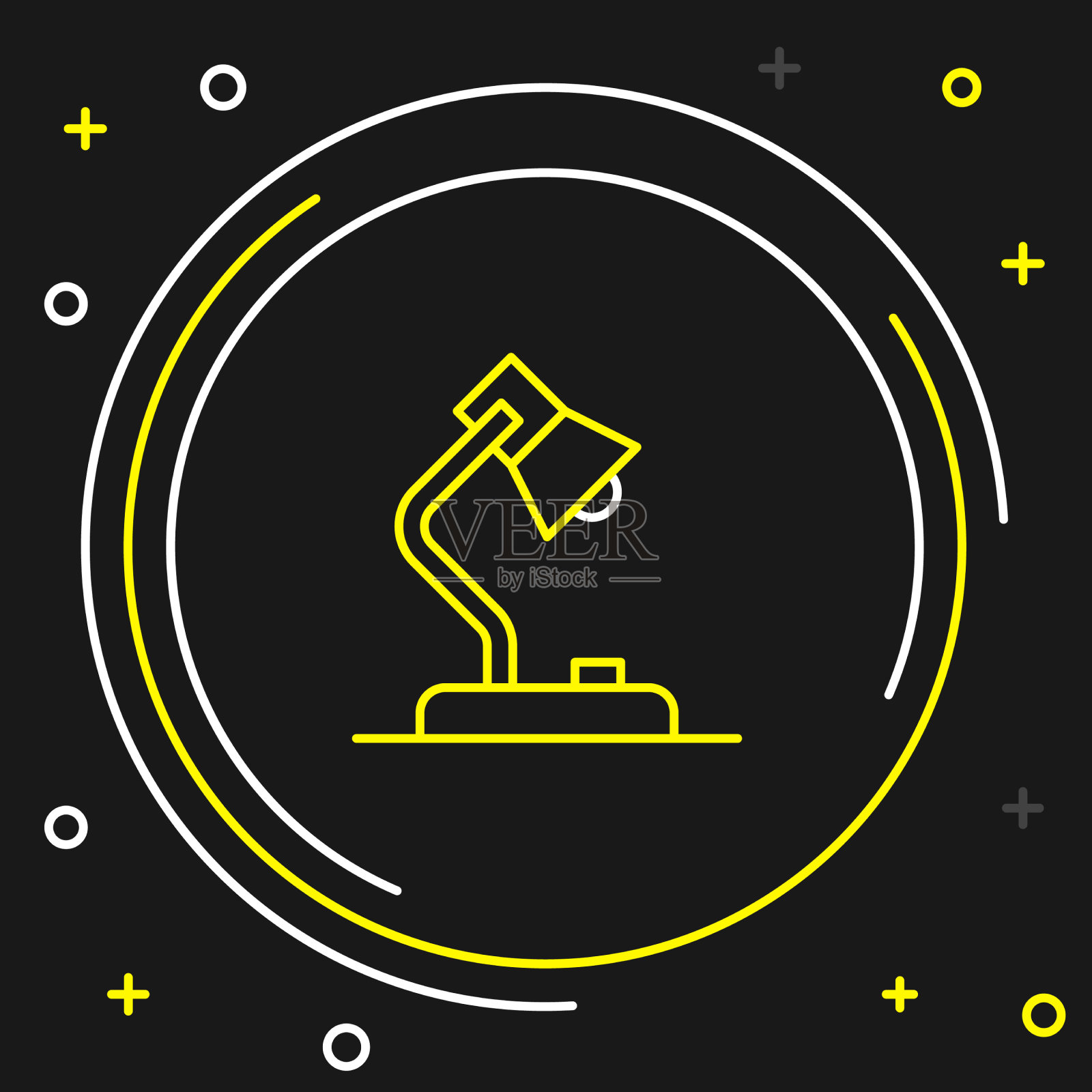 行台灯图标孤立的黑色背景插画图片素材