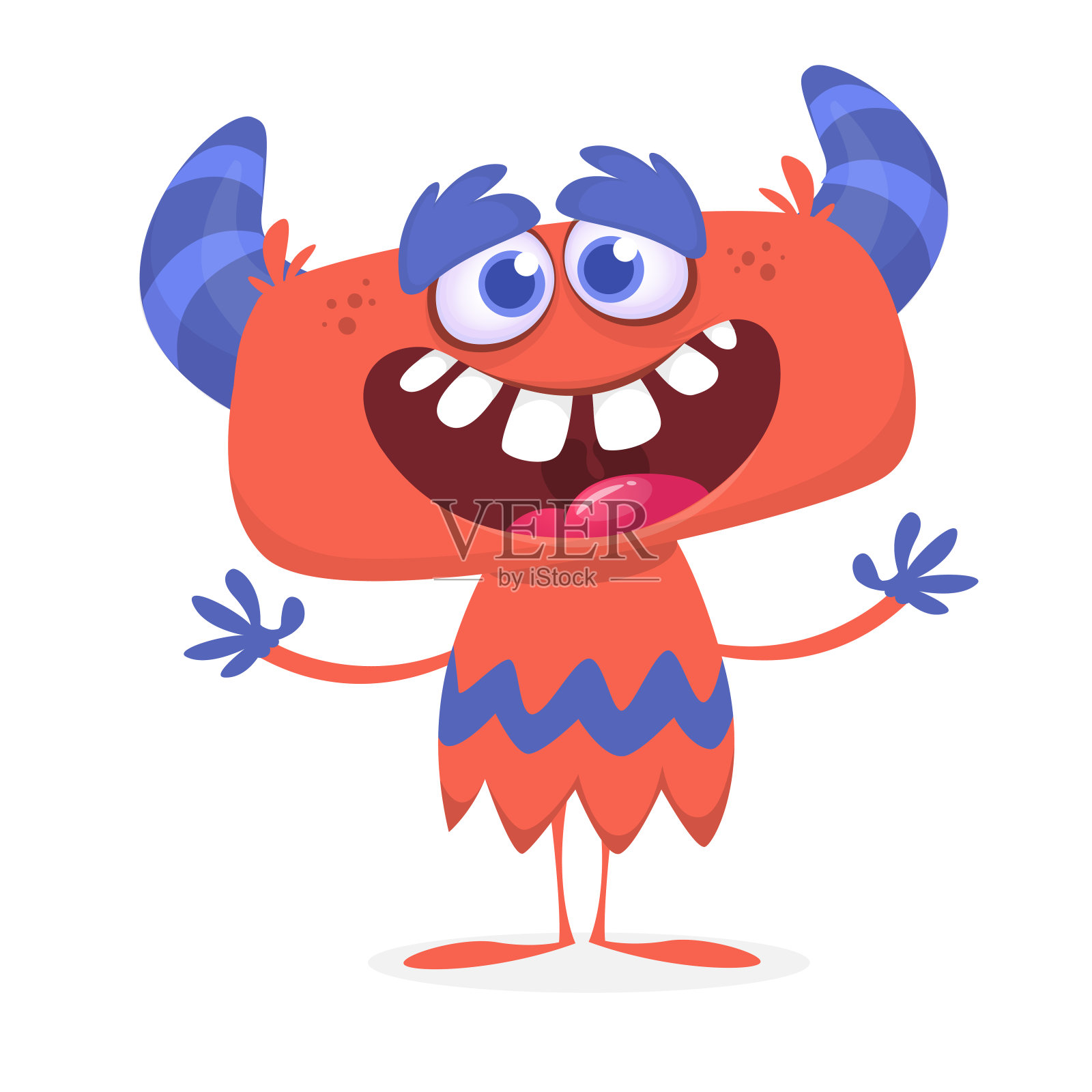 有趣的卡通微笑怪物。万圣节插图的快乐的外星人性格。向量孤立设计元素图片