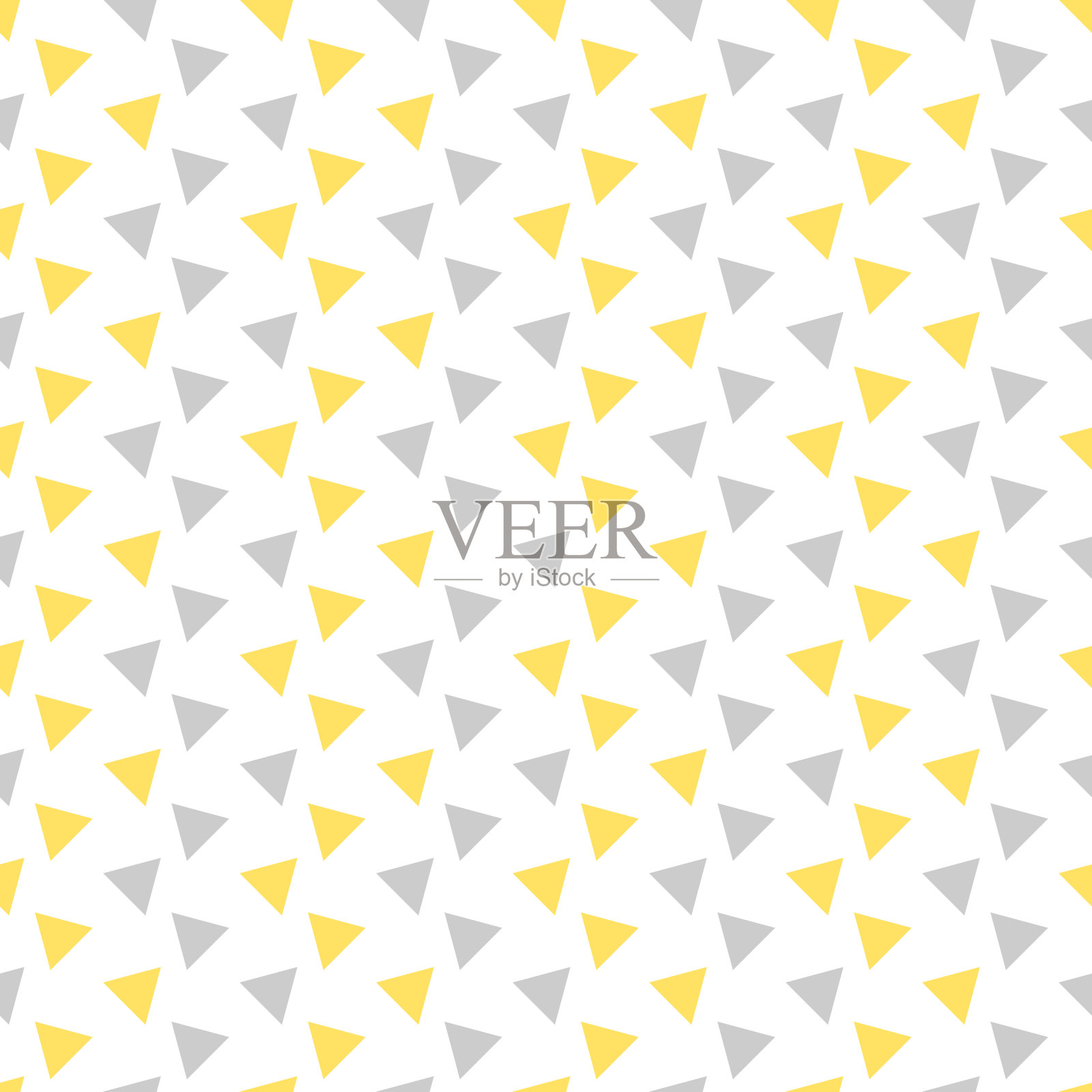 白色背景上灰色和黄色三角形的抽象装饰。几何无缝纹理。现代图案或墙纸。插画图片素材