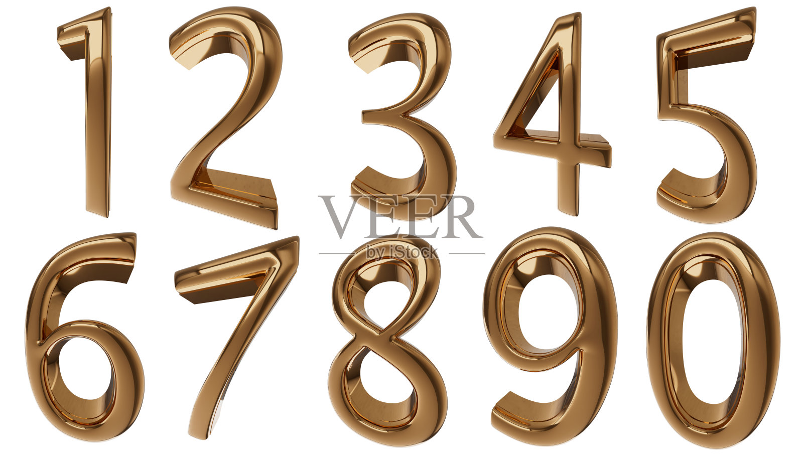 黄金制成的3d数字。三维渲染照片摄影图片