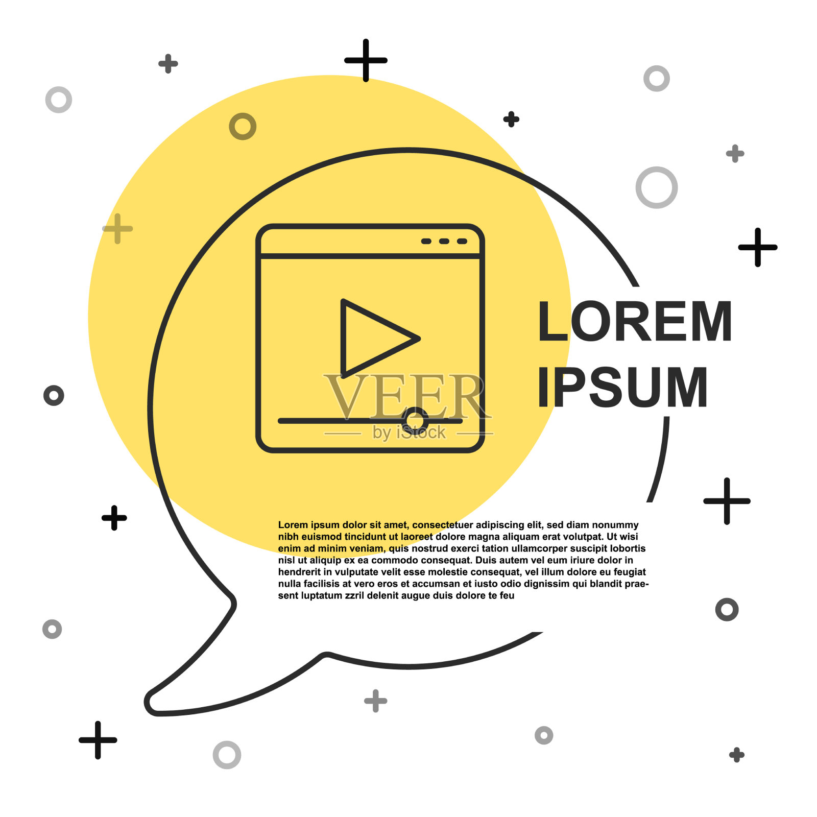 黑线在线播放视频图标隔离上插画图片素材