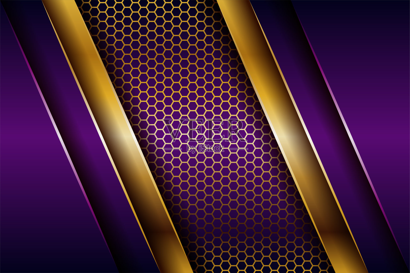 豪华现代紫色重叠层背景与金色组合插画图片素材