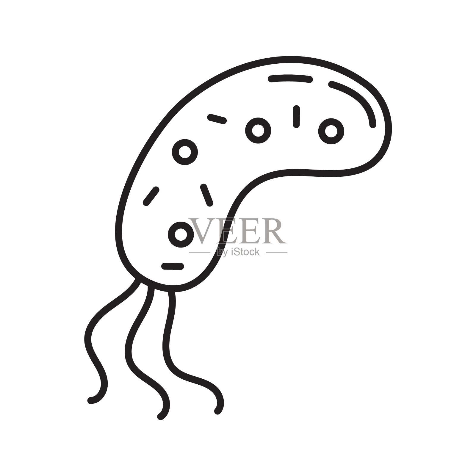 细菌，病毒图标在直线，轮廓样式。病毒感染，变形虫，滴虫简单的标志应用程序，网页。插画图片素材