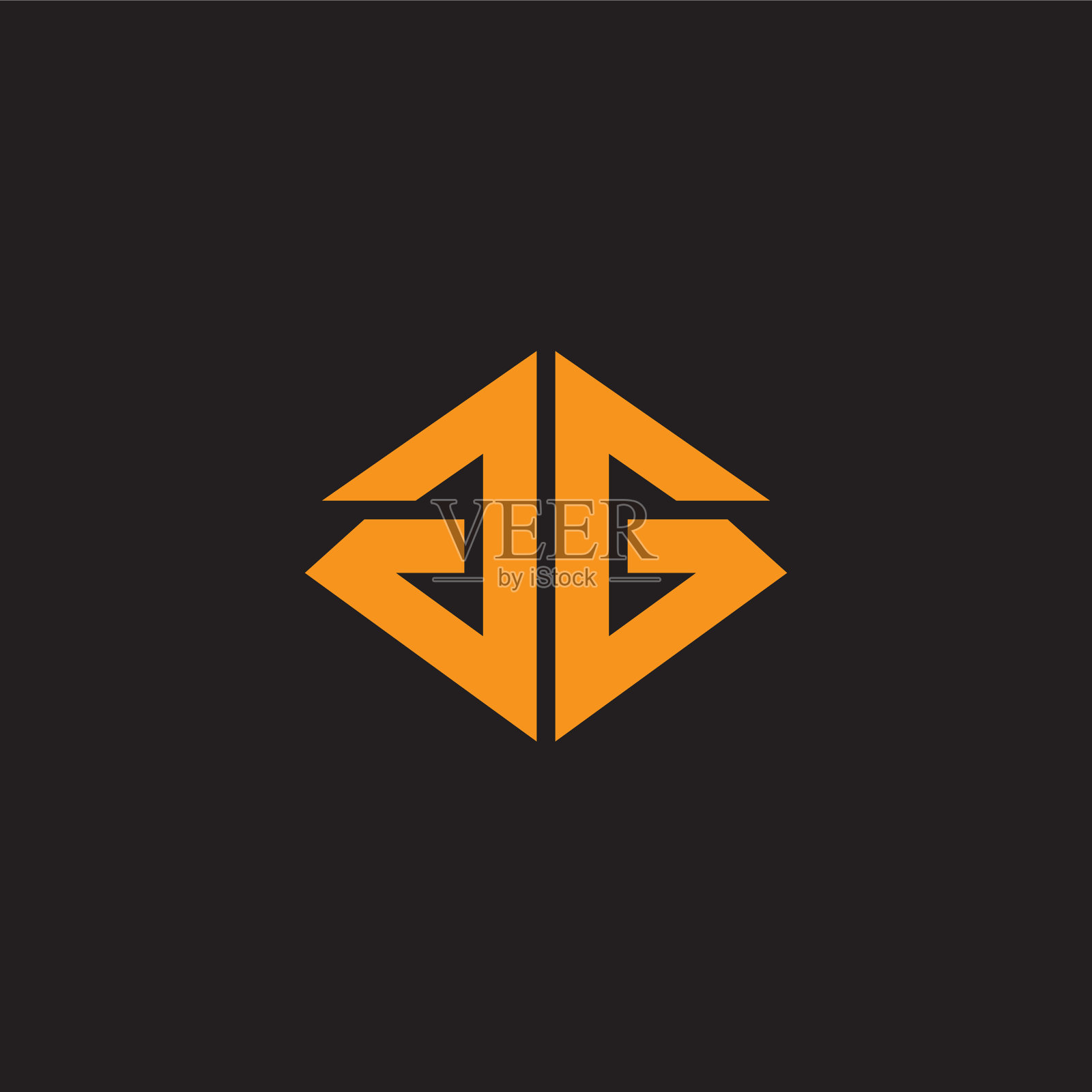 字母gg简单的几何线条标志插画图片素材