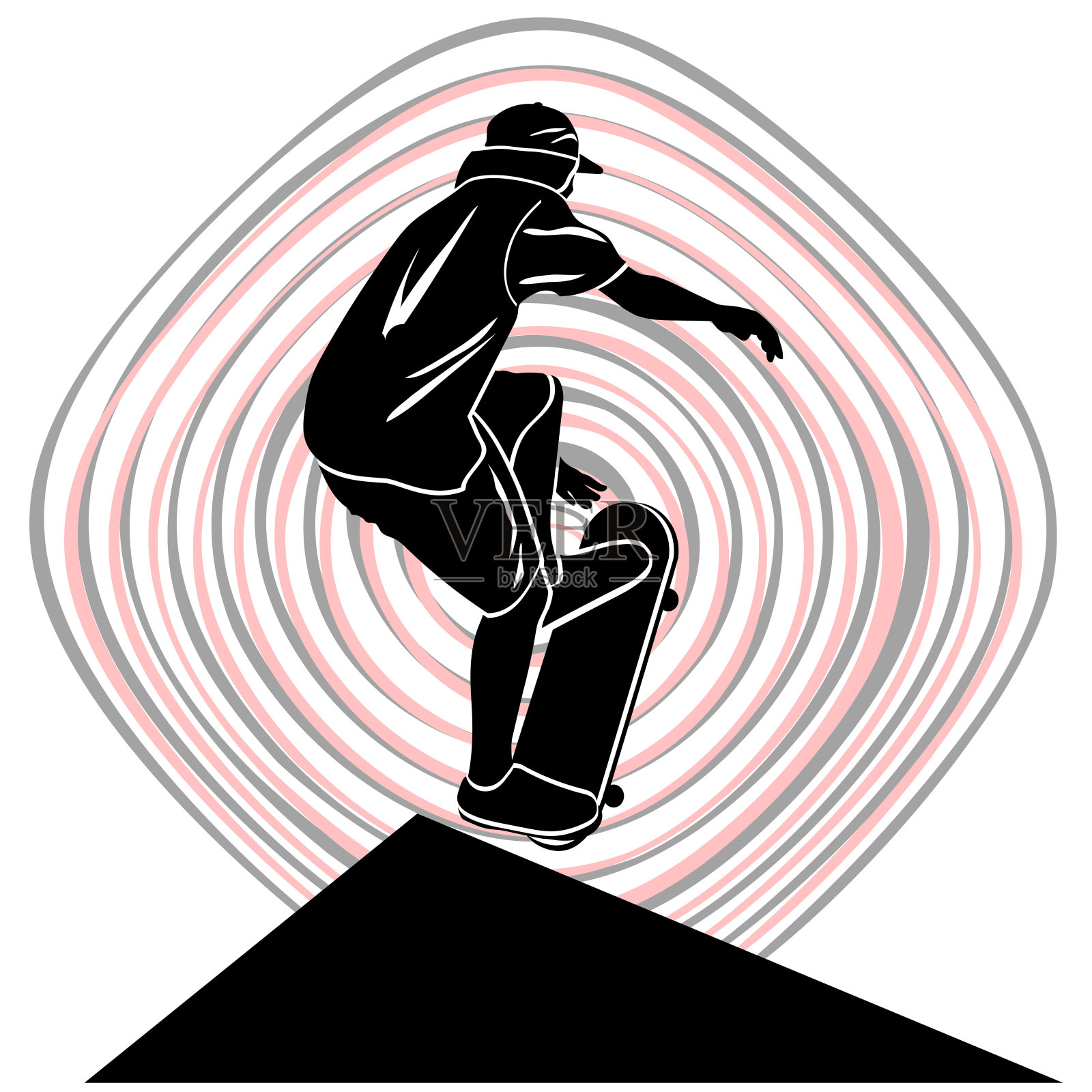 轮廓的滑板者插画图片素材