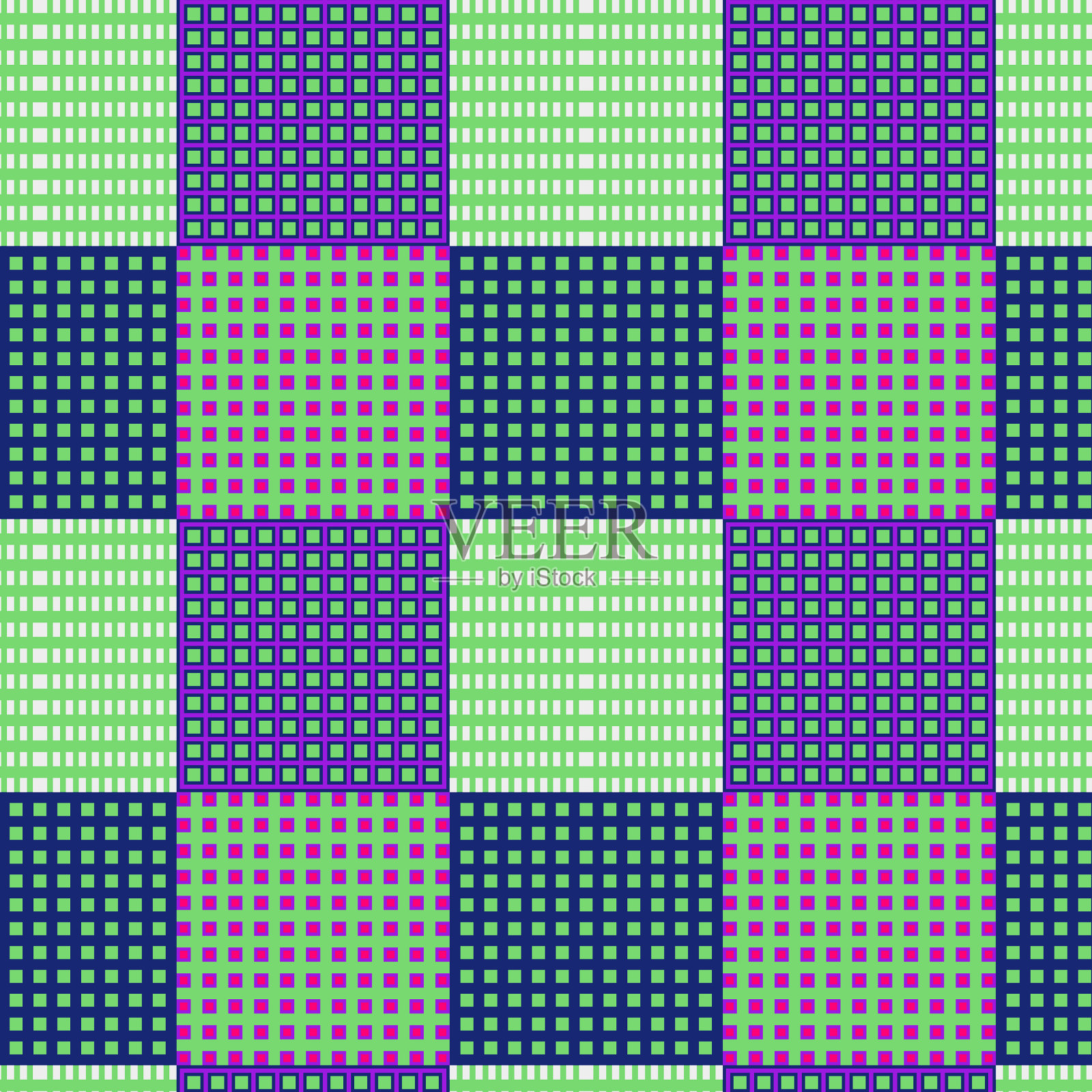 无缝几何图案与不同的正方形插画图片素材