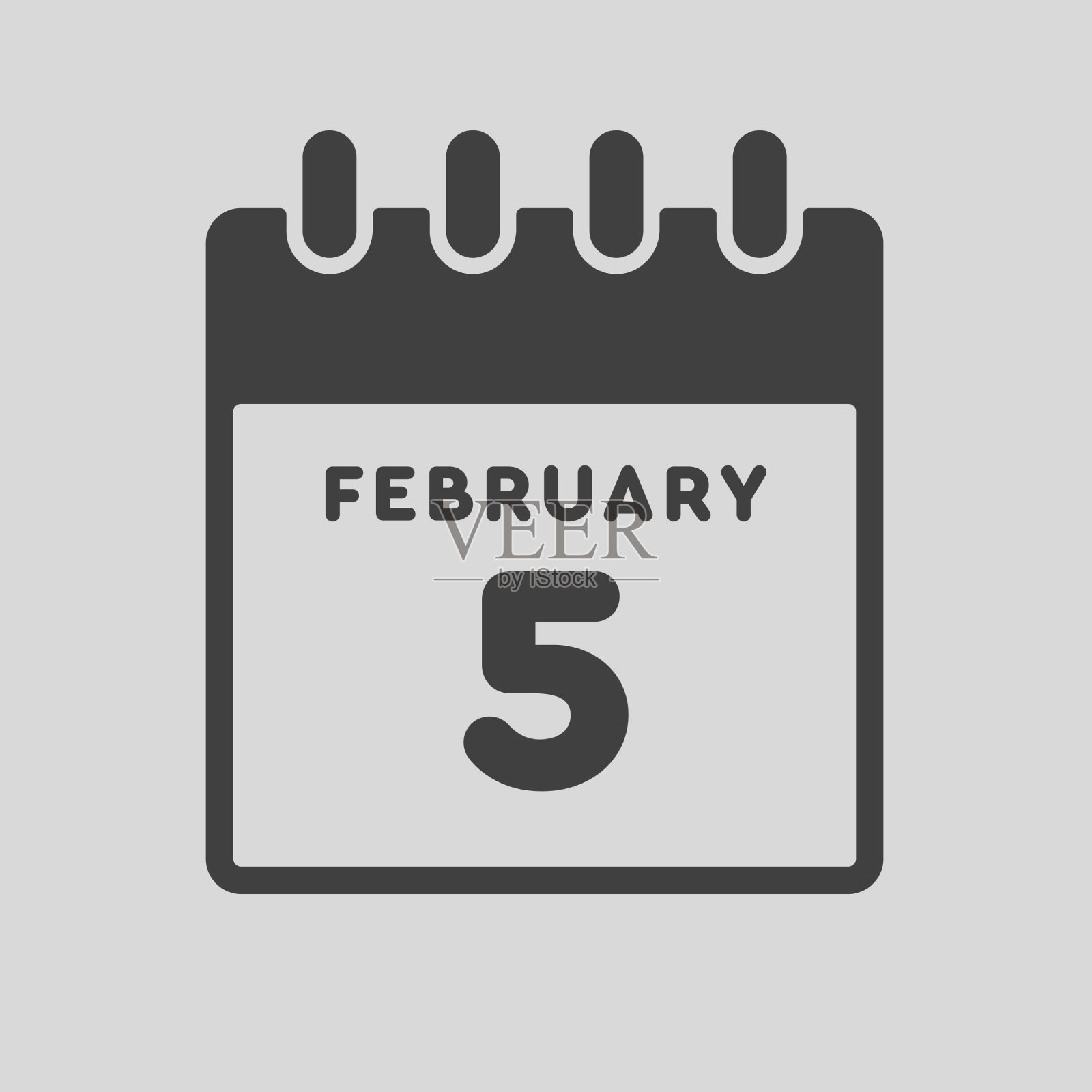 图标日日期2月5日模板日历页面插画图片素材