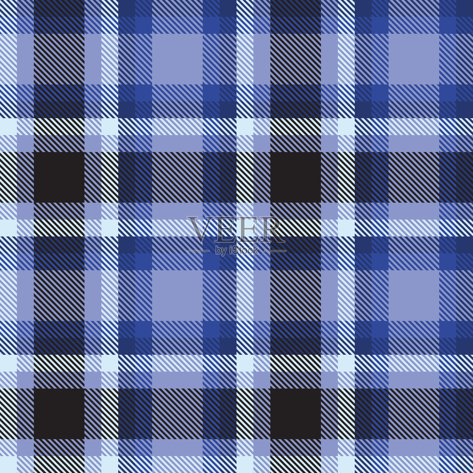 蓝色渐变格子花纹无缝图案插画图片素材