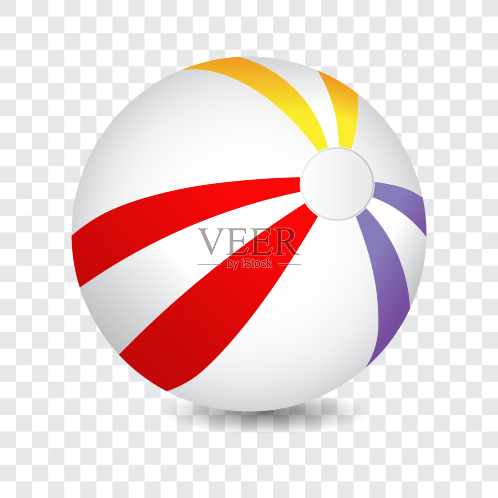 彩色条纹沙滩球，矢量插图。设计元素图片