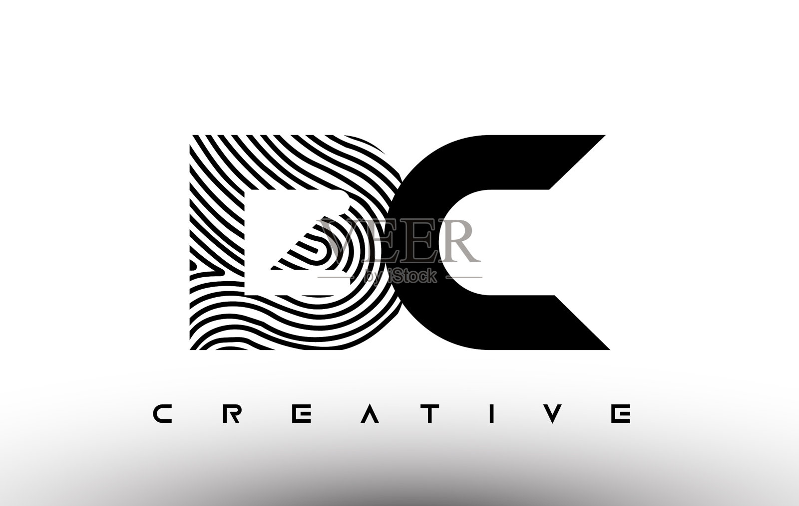 BC指纹斑马字母标志设计BC标志插画图片素材