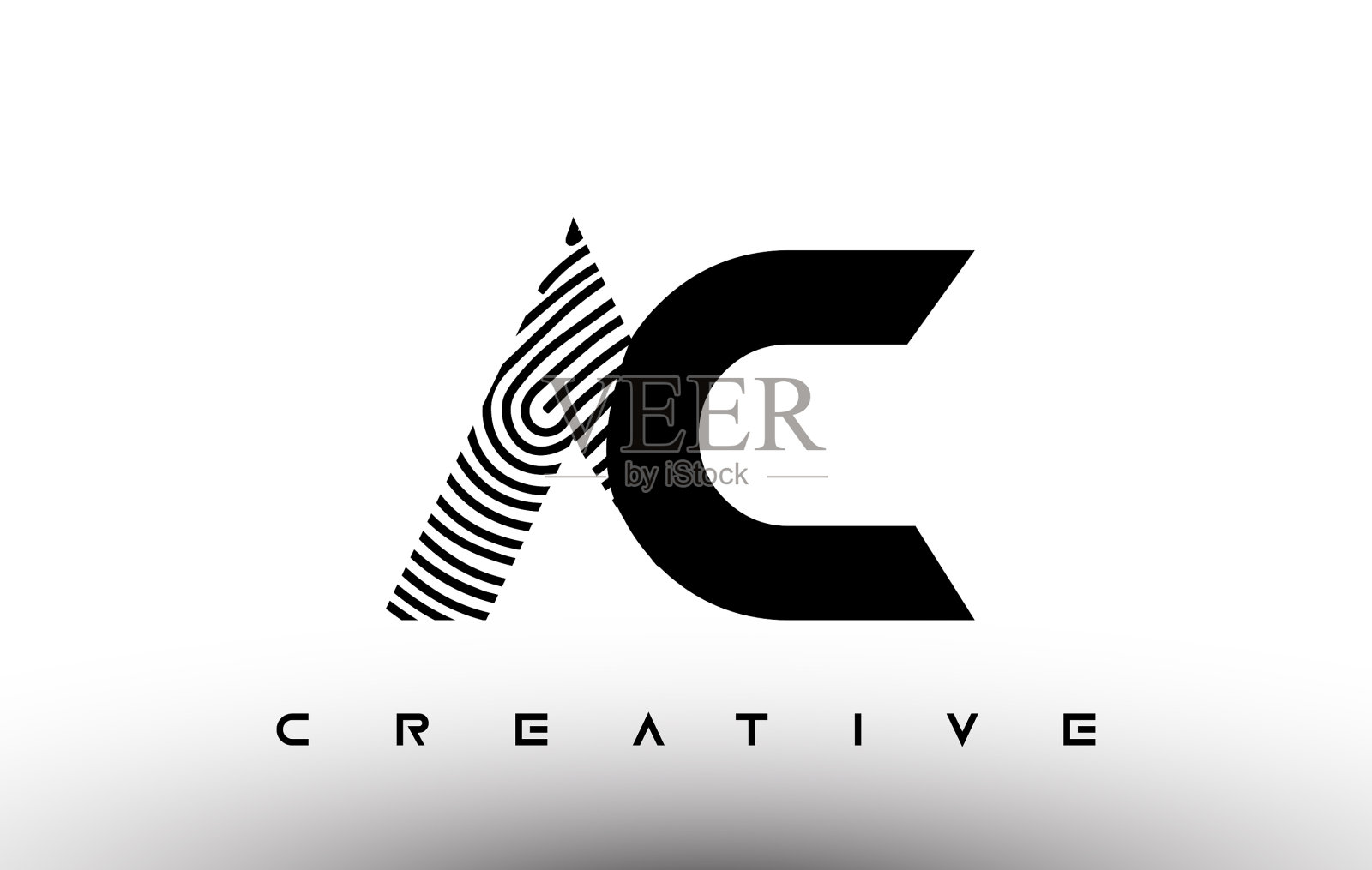 Ac指纹斑马字母标志设计Ac标志插画图片素材