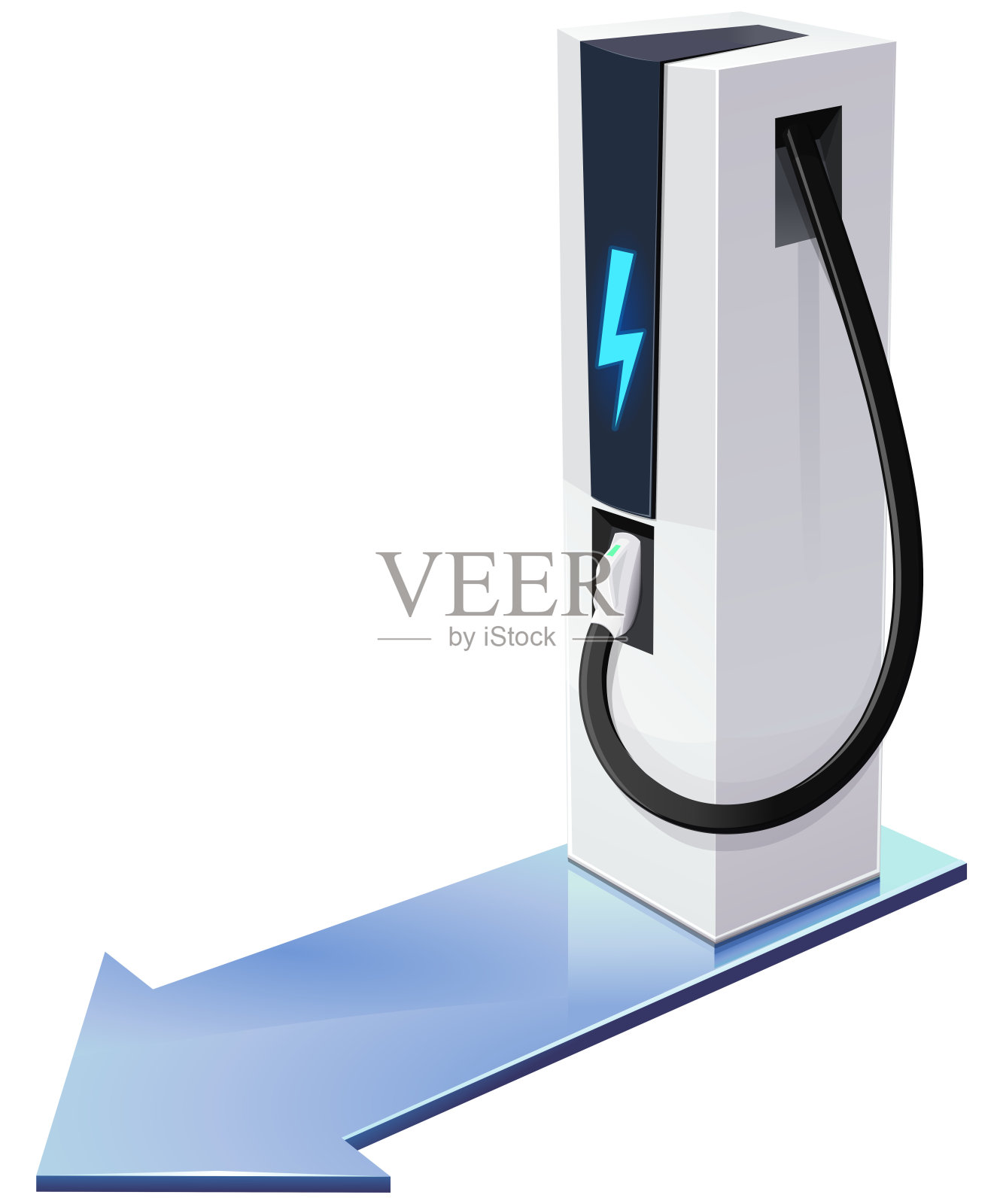 正在进行的电动汽车充电站(切断)插画图片素材