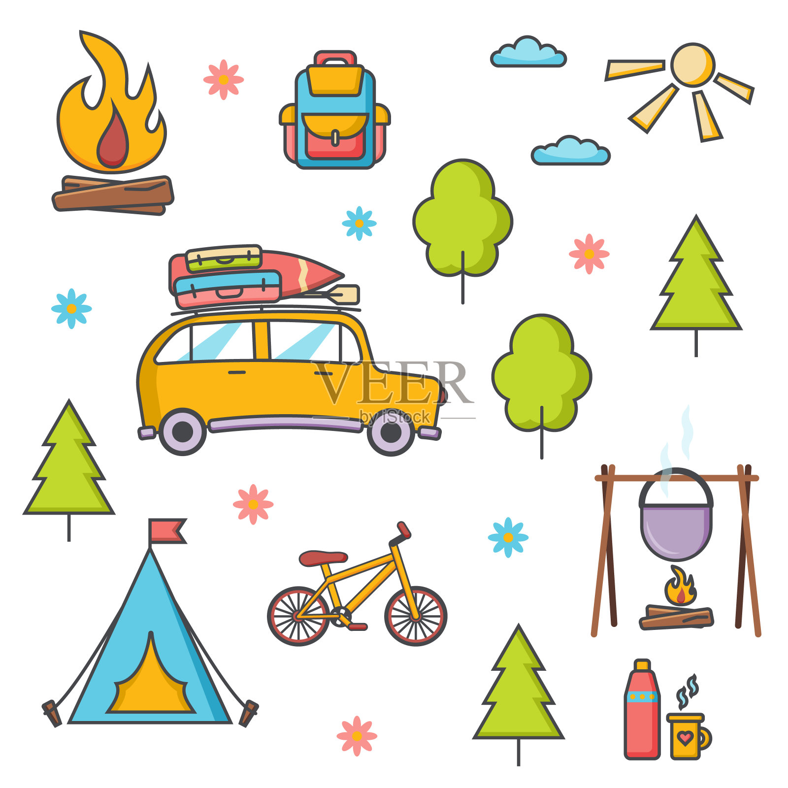 夏令营插画图片素材