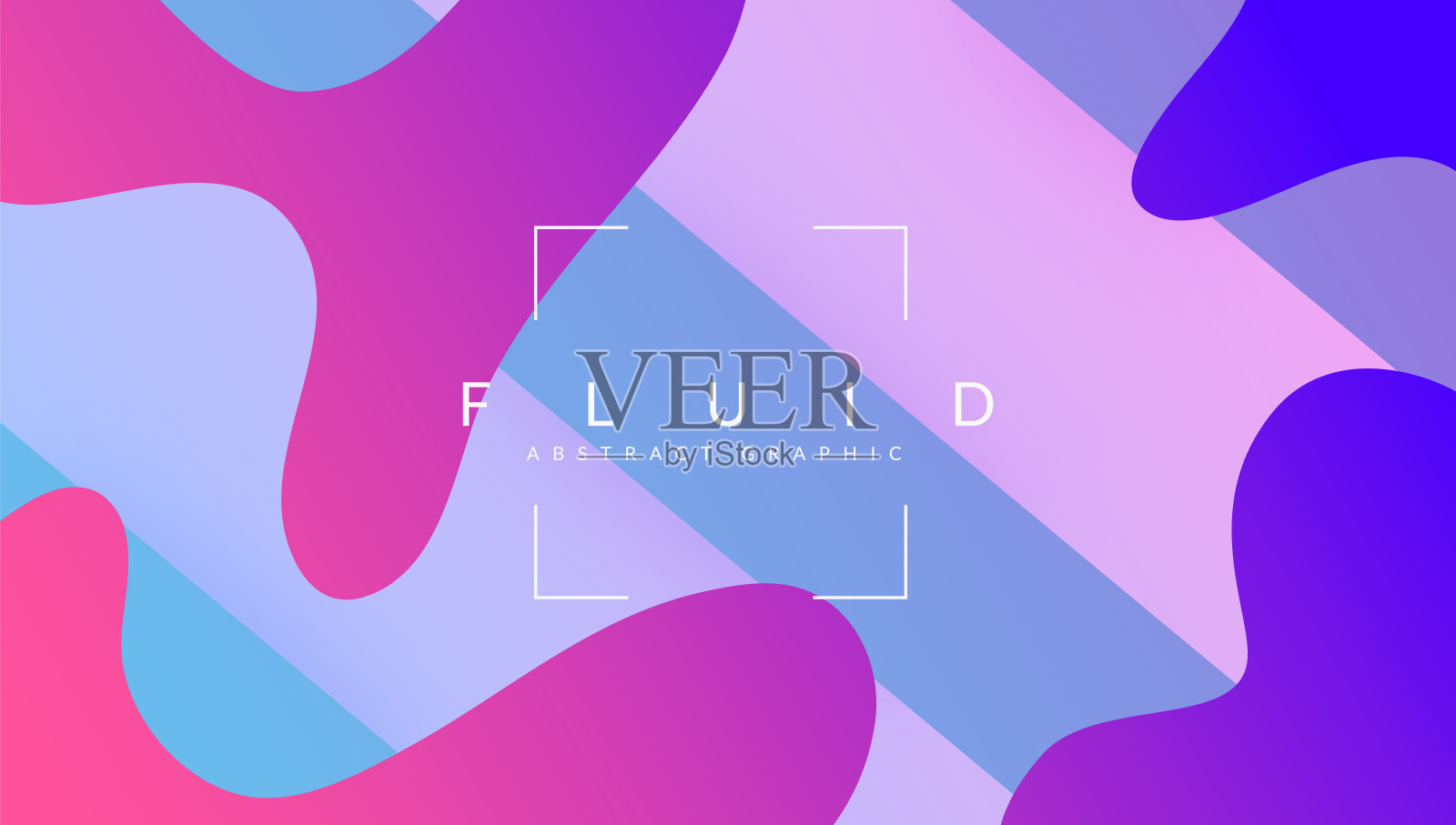 液体传单。流体布局。平的着陆页。五彩缤纷的演示。孟菲斯。紫潮人设计。动态网站。波浪抽象的形状。紫色液体传单插画图片素材