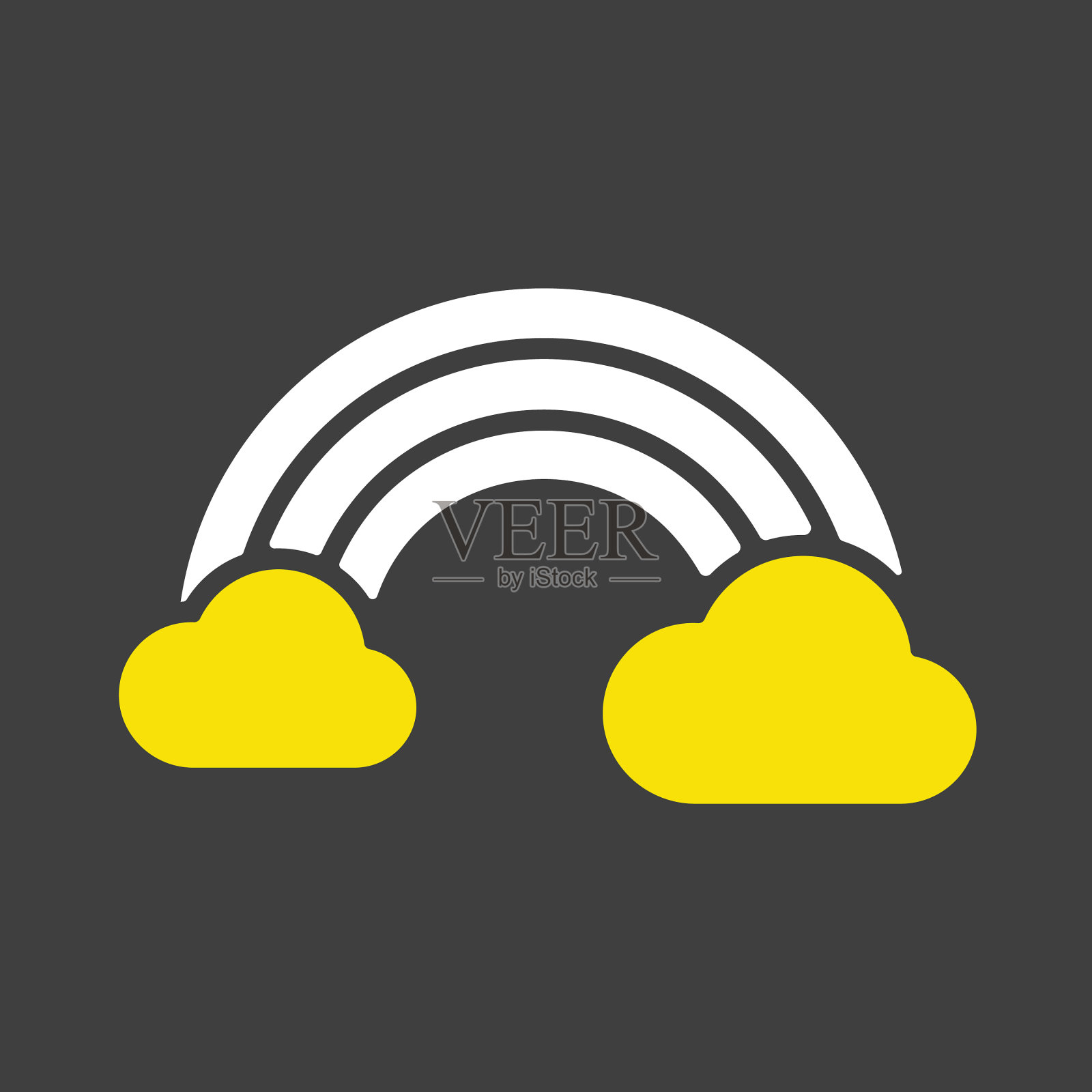 彩虹和云图标图标在黑暗的背景插画图片素材