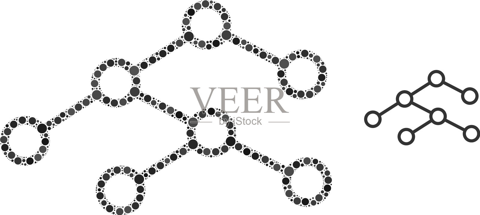 二叉树的小圆组成插画图片素材