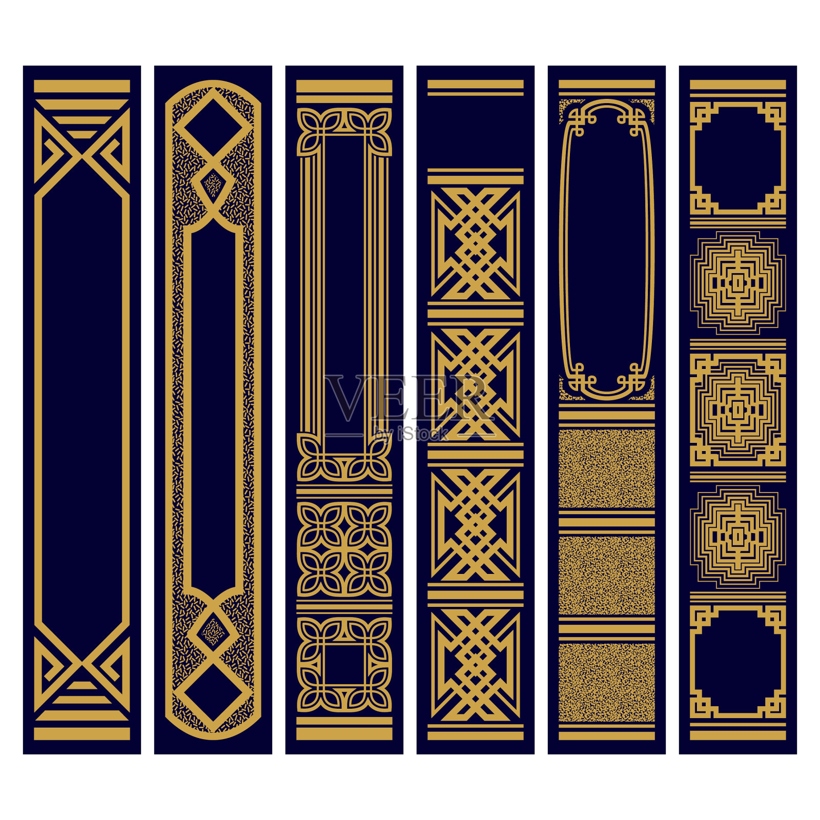 书脊用的一套垂直装饰物插画图片素材