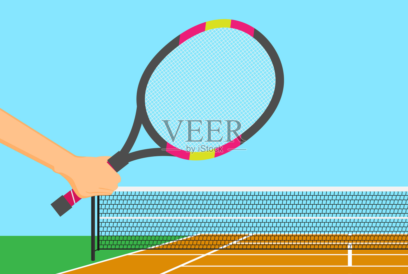 网球场平坦的背景插画图片素材