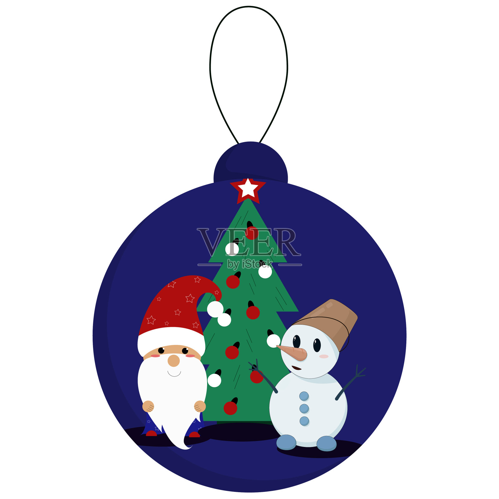 有圣诞老人图案的圣诞蓝球设计元素图片