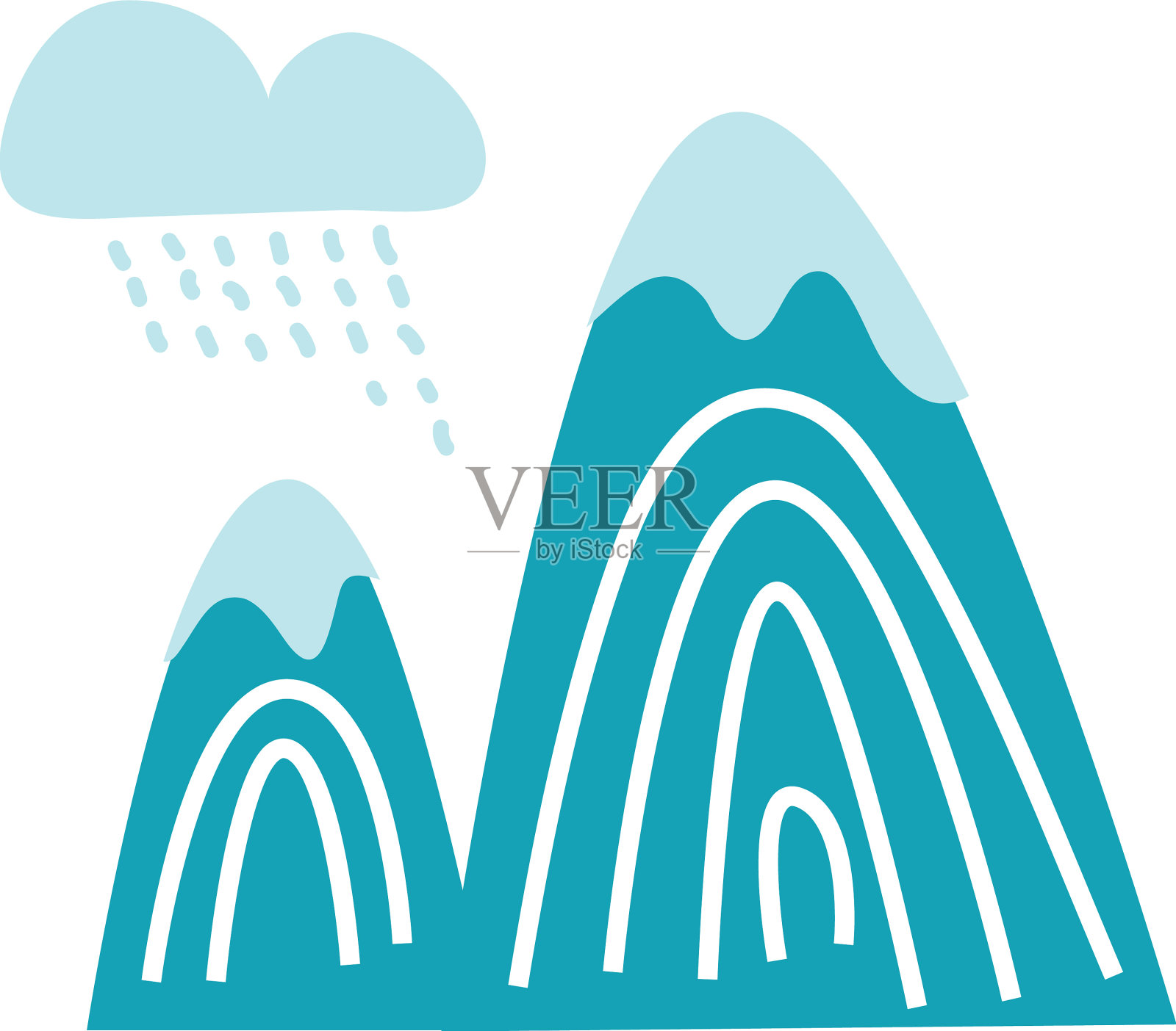 雨在山上斯堪的纳维亚现代打印插画图片素材