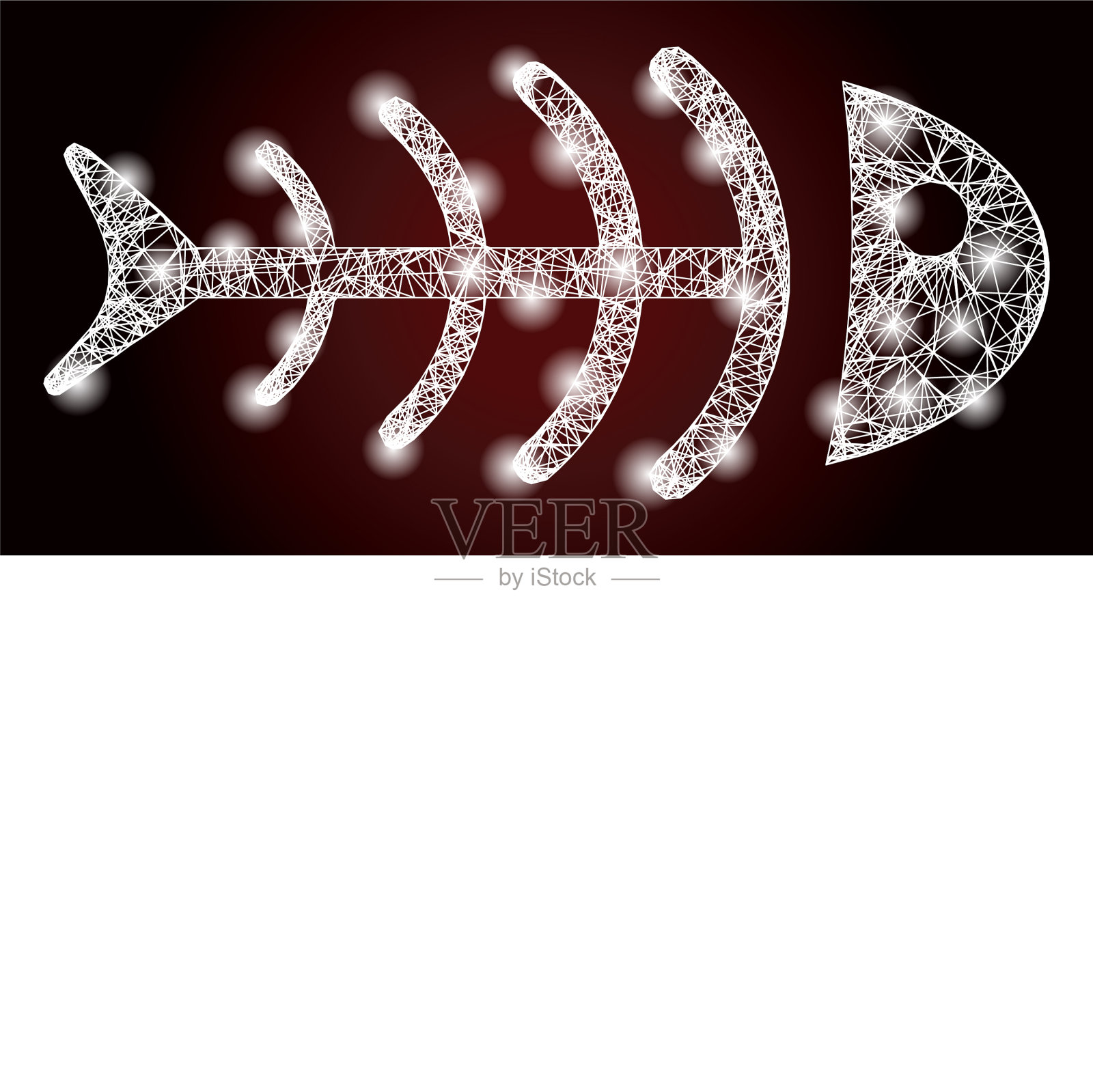 发光的网用光斑把死鱼网起来插画图片素材