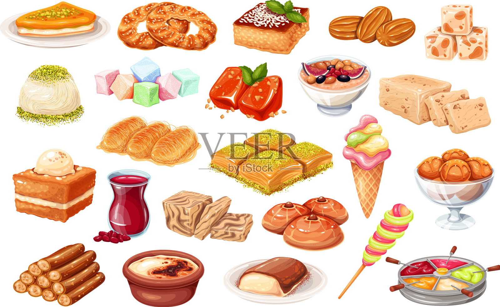 土耳其菜传统菜肴插画图片素材