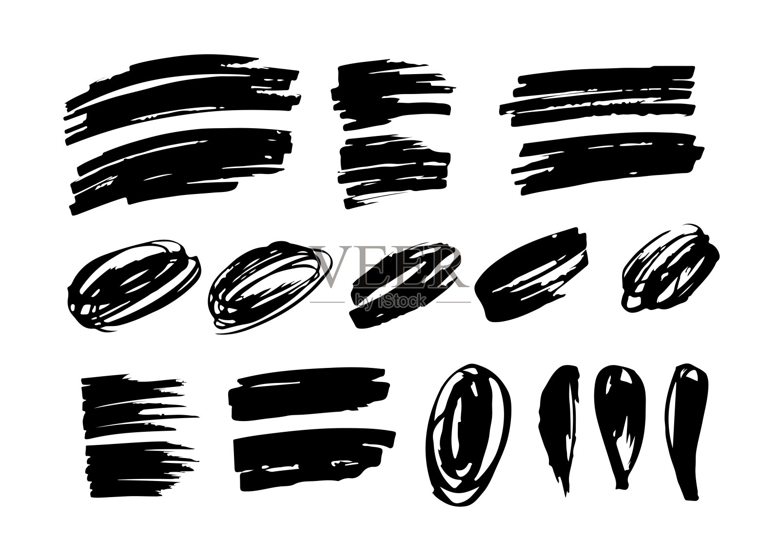 抽象手绘涂鸦集。素描笔刷设计元素。插画图片素材