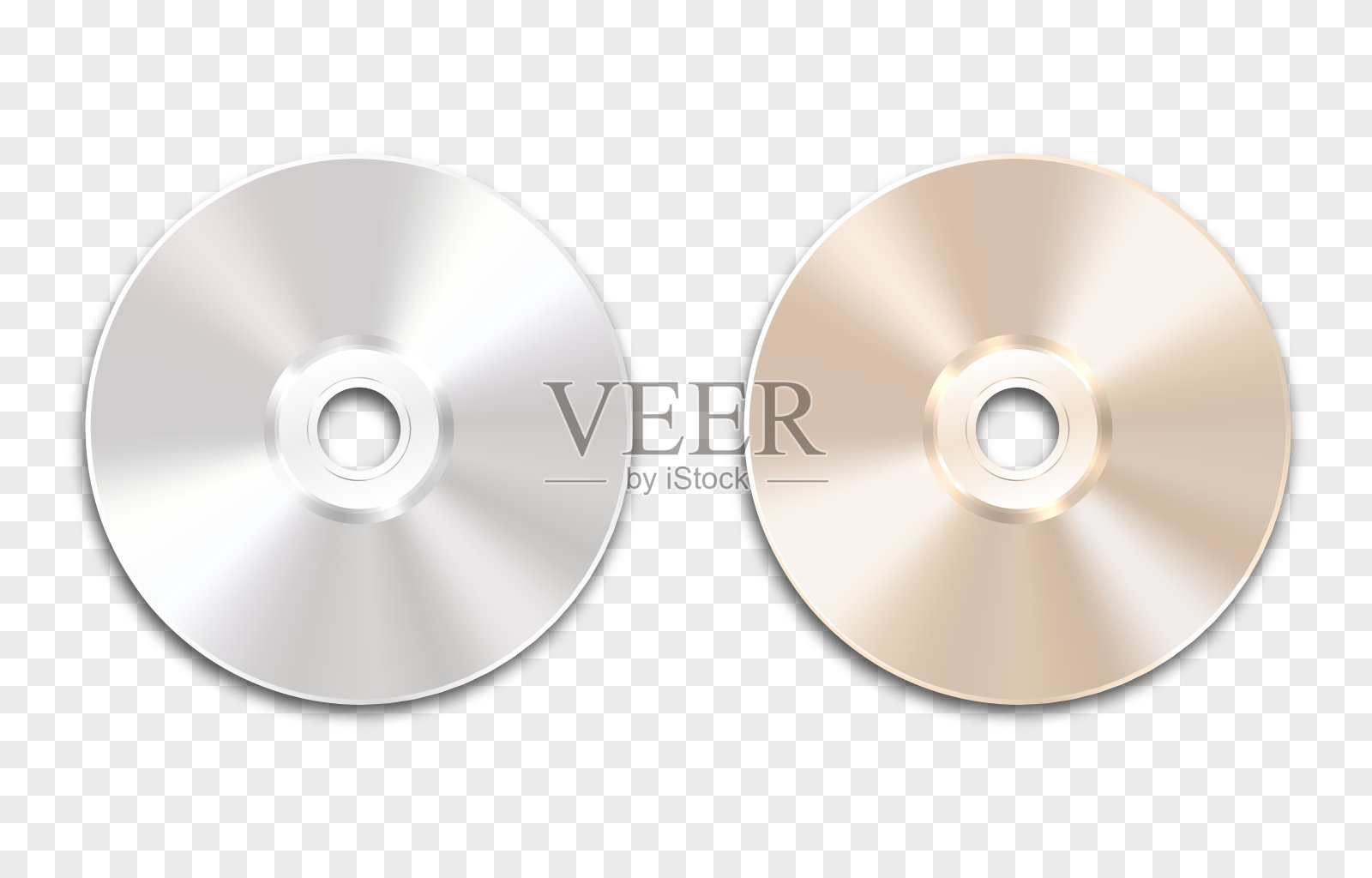 在孤立的透明背景上的一组矢量磁盘。现实的圆盘。现代磁盘。cd。插画图片素材