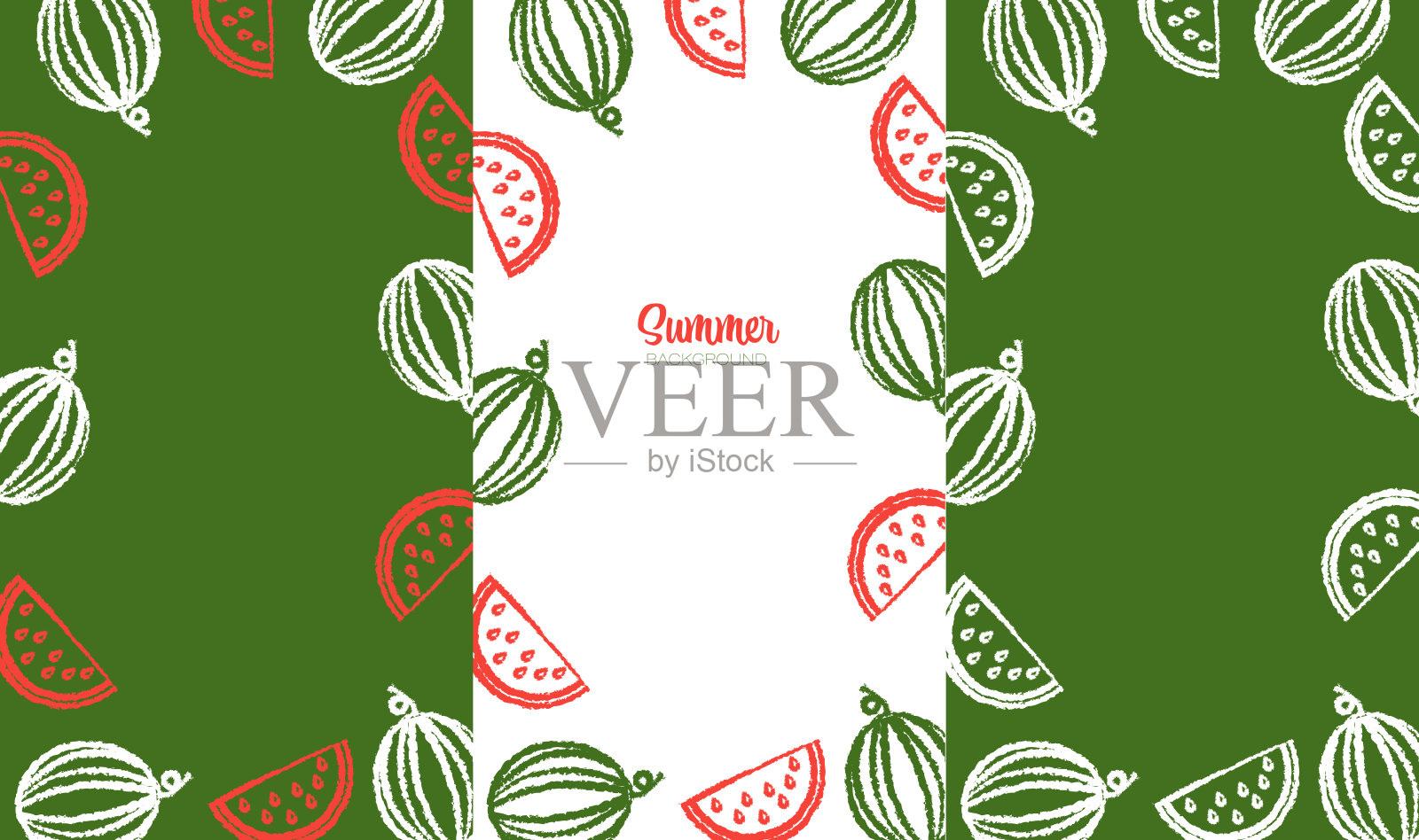 西瓜和西瓜片的矢量图形框架插画图片素材