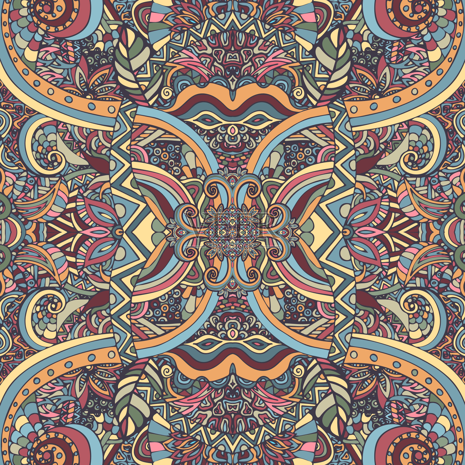 波西米亚风格别致的复古民族装饰抽象插画图片素材