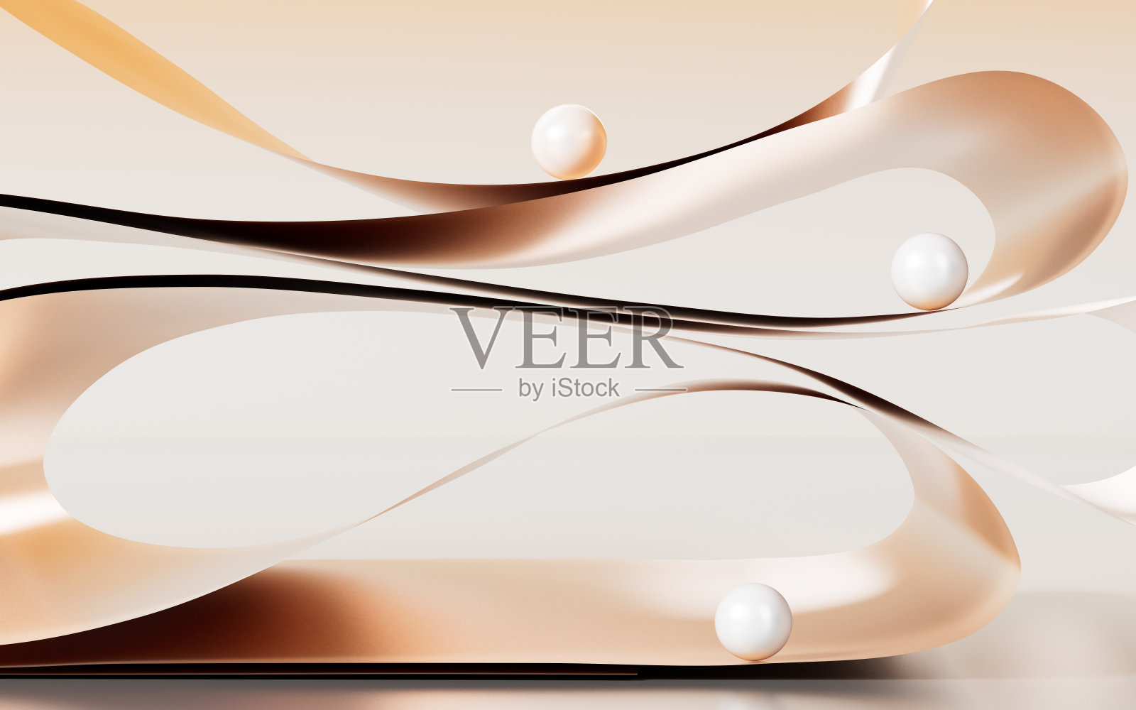 曲面纸和球体，3d渲染。照片摄影图片