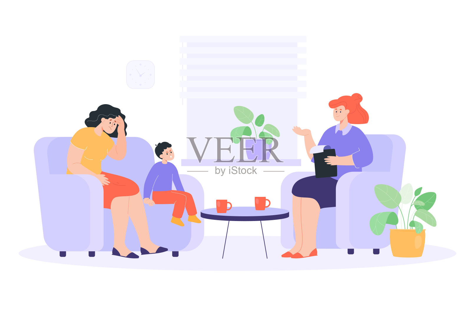 愤怒的孩子有心理会话平面矢量插图插画图片素材