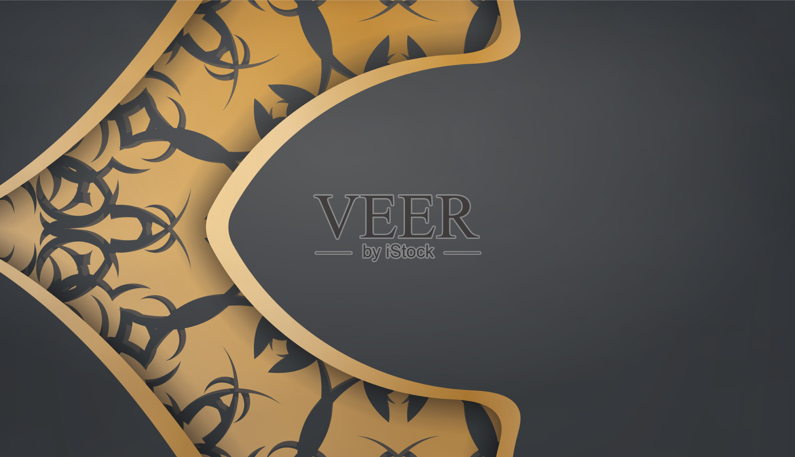 黑色横幅模板与复古的黄金装饰插画图片素材