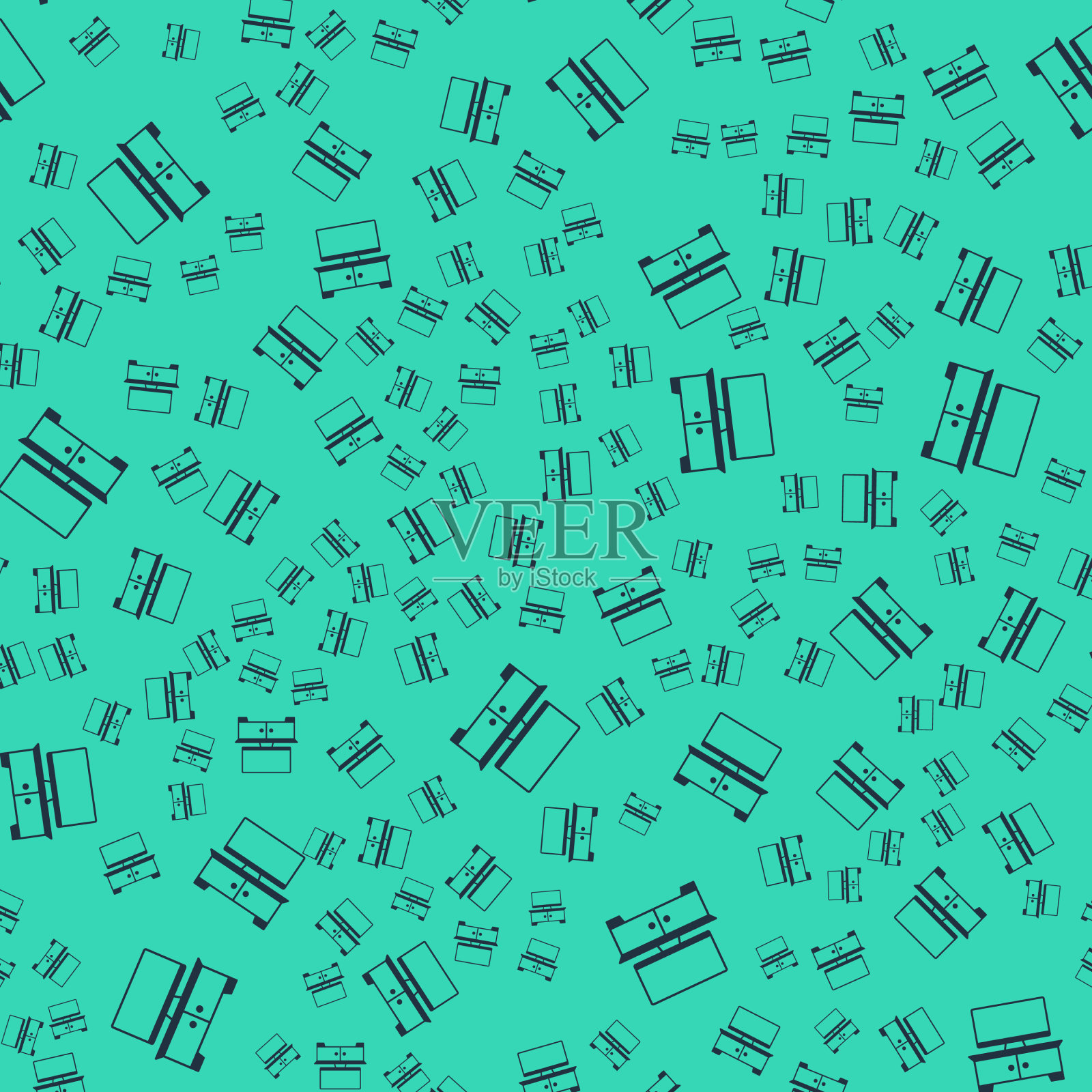 黑色电视桌台图标隔离无缝插画图片素材