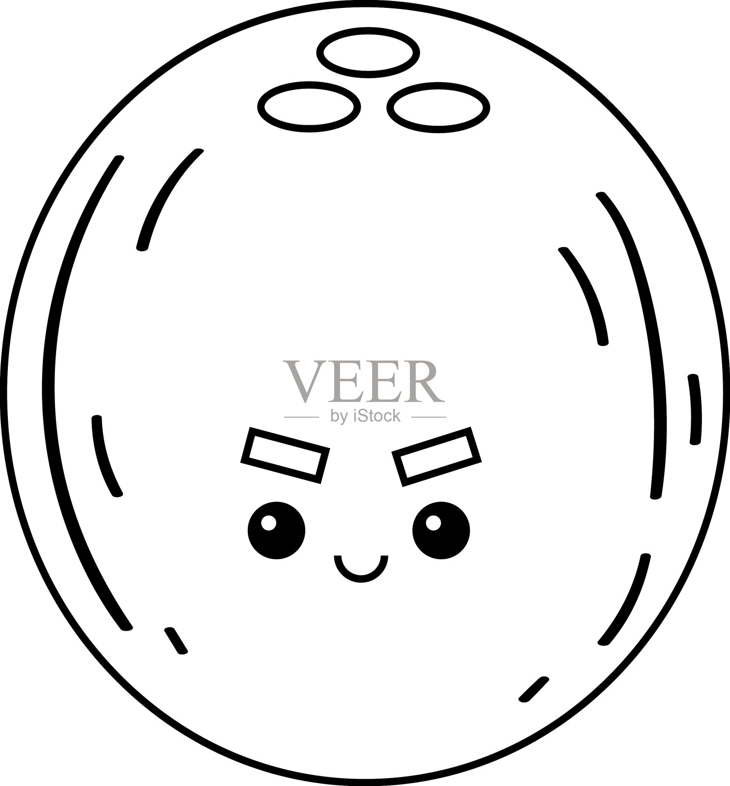 填色书椰子与可爱的脸设计元素图片