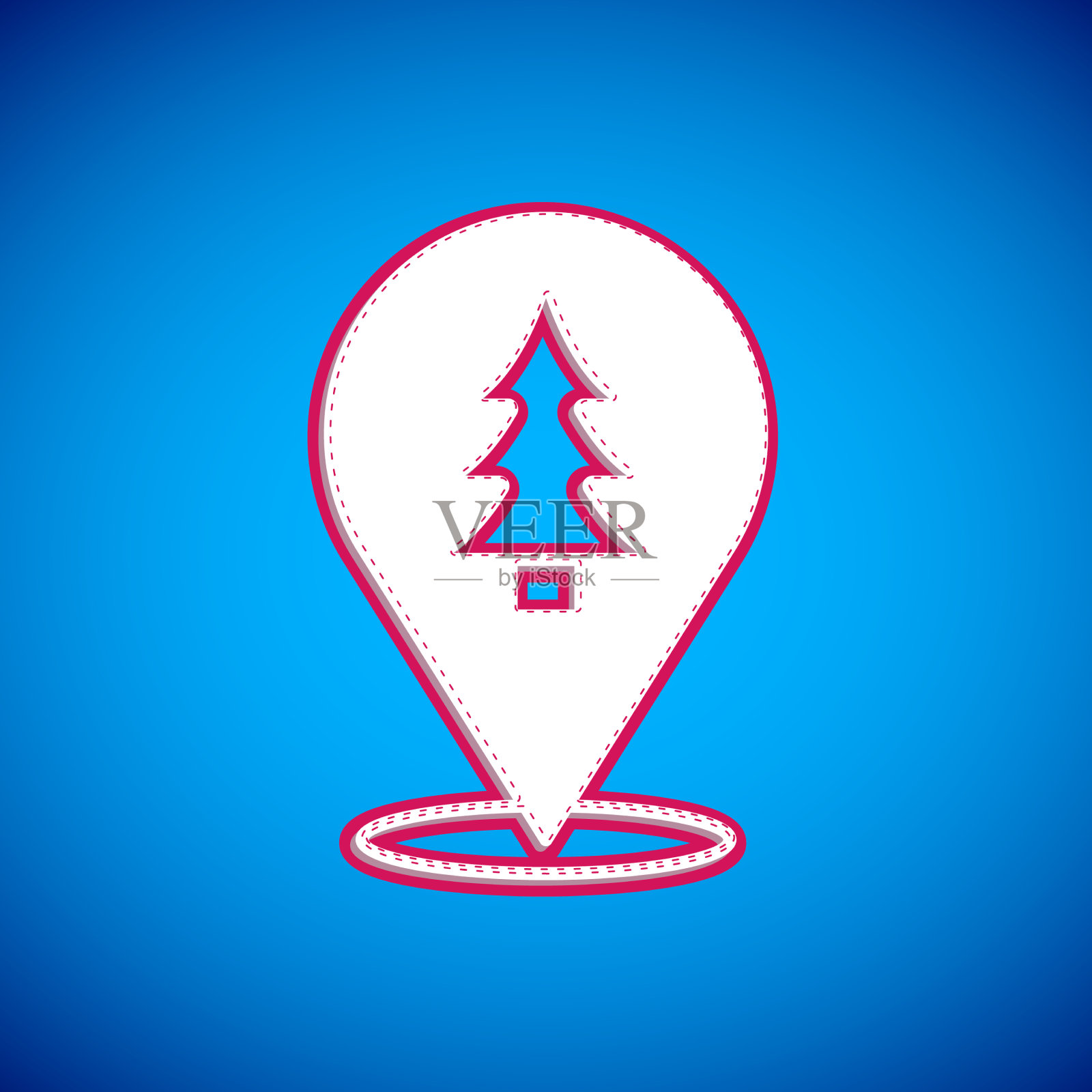 地图上白色的森林位置图标插画图片素材