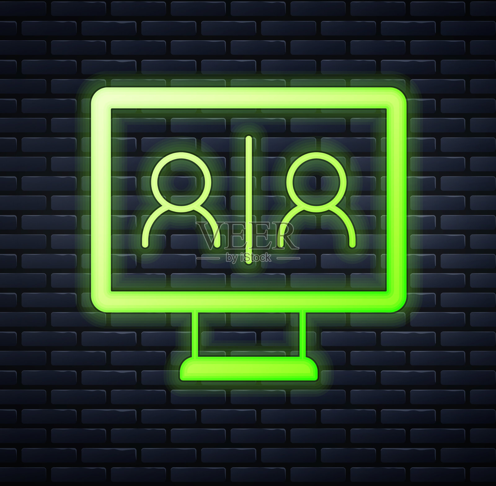 发光的霓虹灯视频聊天会议图标孤立插画图片素材