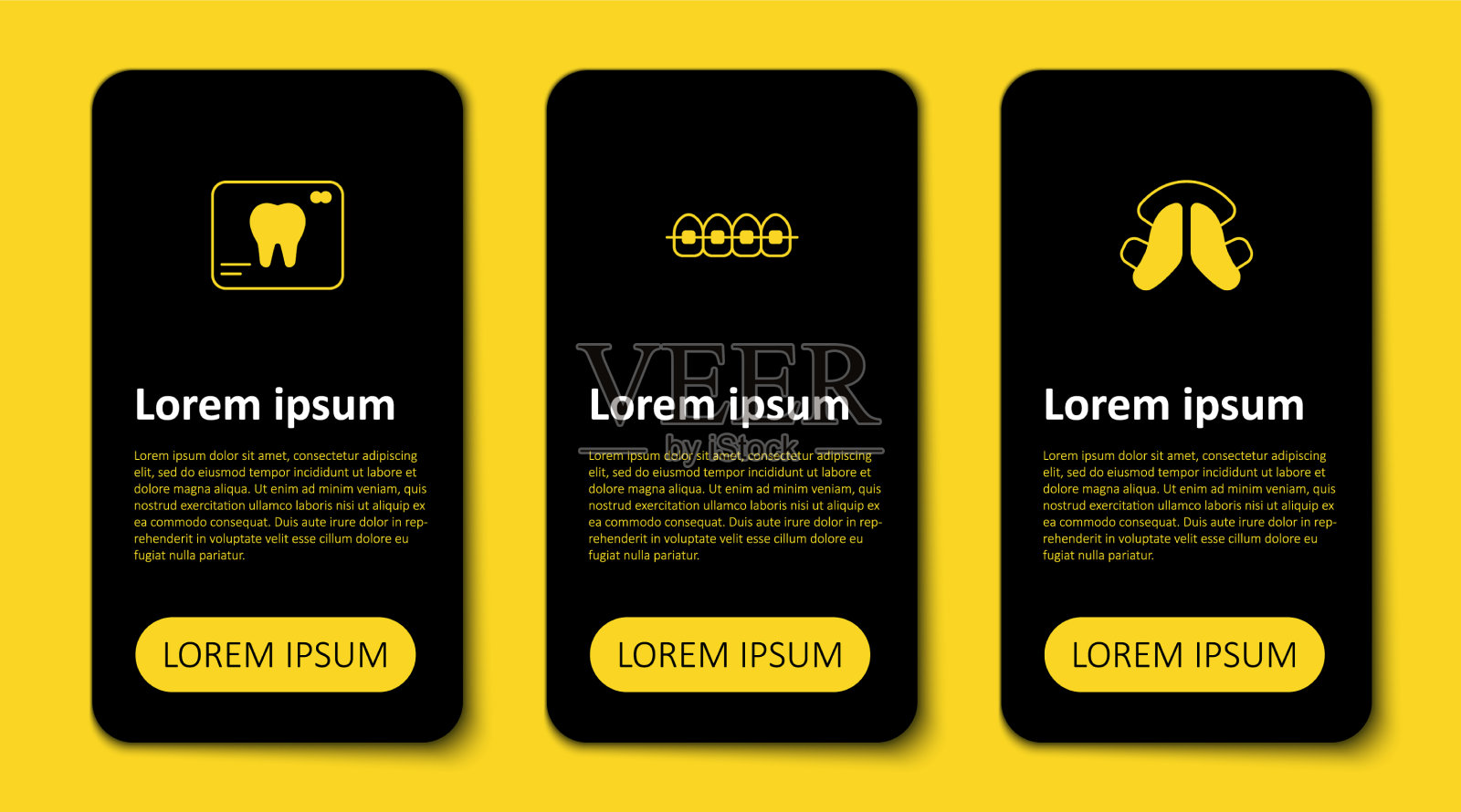 用牙箍和x线固定牙板插画图片素材