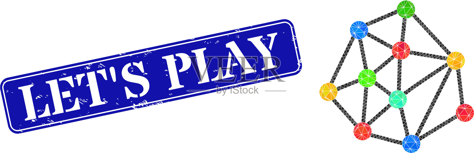 橡胶让我们玩水印和网格链接插画图片素材