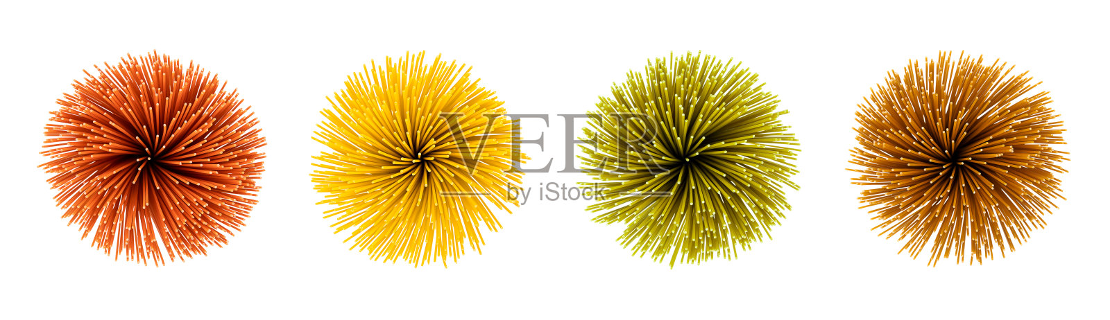 一套不同口味的意大利面顶视图孤立在白色。的概念。绒球照片摄影图片