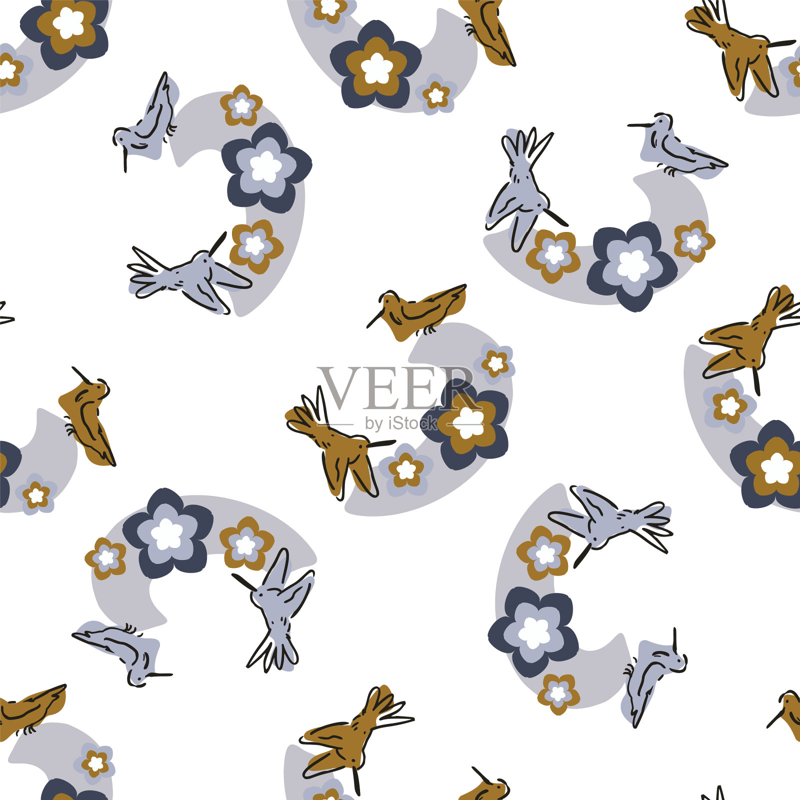 抽象俏皮的男性蜂鸟形状插画图片素材