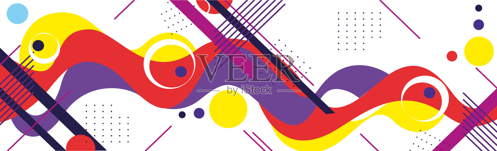 五彩斑斓的全景抽象插画图片素材