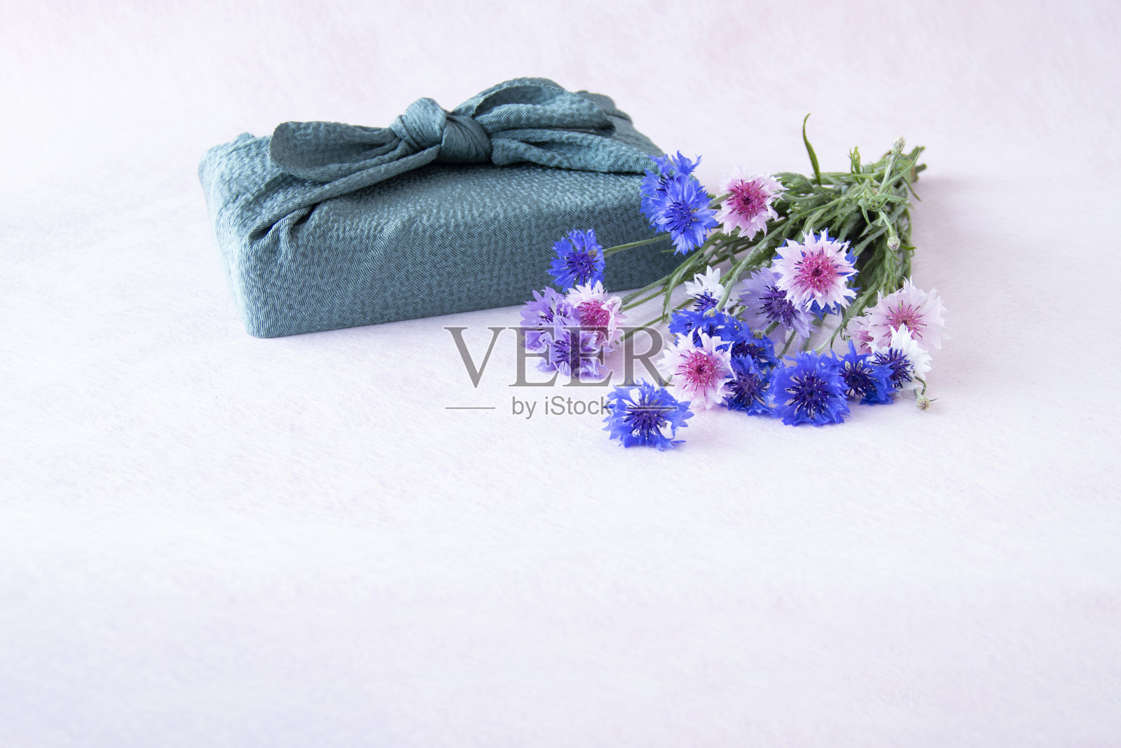 矢车菊花束和羽衣草照片摄影图片