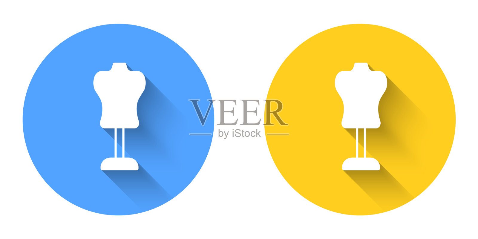 白色的人体模型图标与长长的阴影隔离插画图片素材