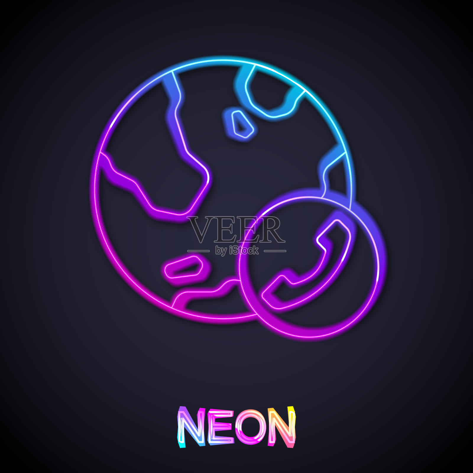 发光的霓虹灯线视频聊天会议图标插画图片素材