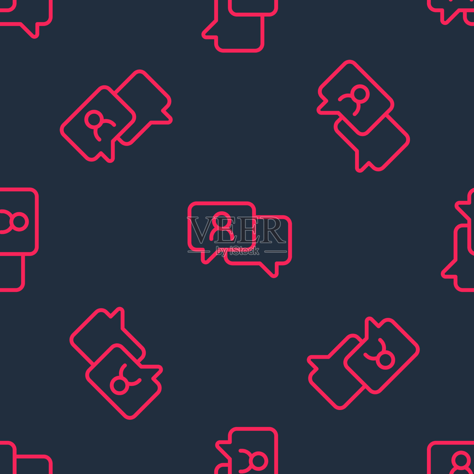 红线语音泡泡聊天图标隔离无缝插画图片素材